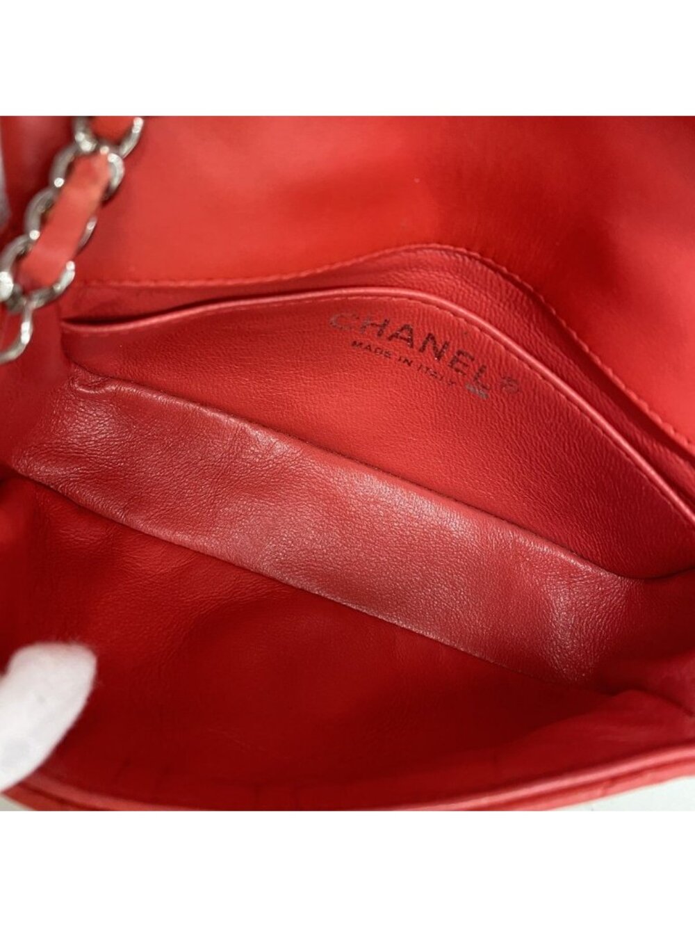 Chanel Shoulder Bag Mini Quilted Lambskin Red Silver - Picture 4 of 9